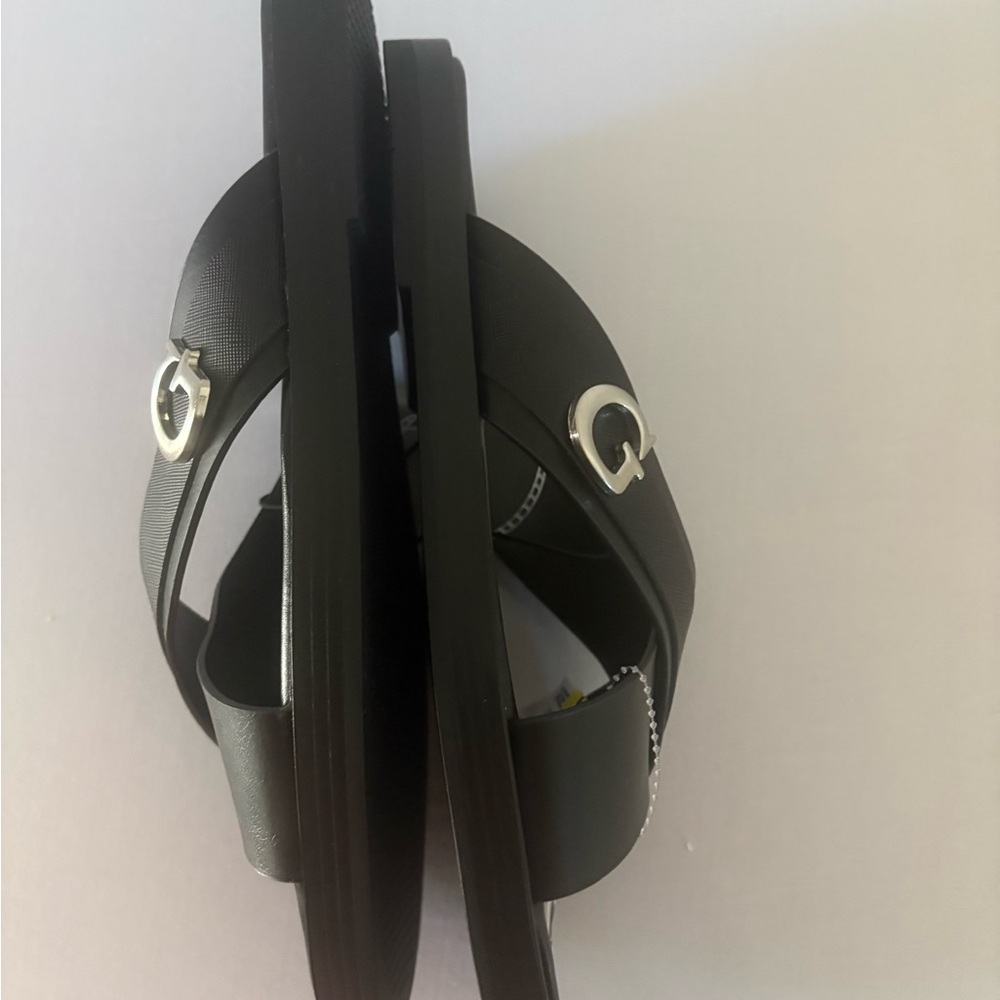 GUESS Black Slide Sandals with Silver Accent - Picture 6 of 6